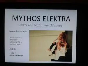 Plakat für Vorstelung "Mythos Elektra" am Mozarteum Salzburg